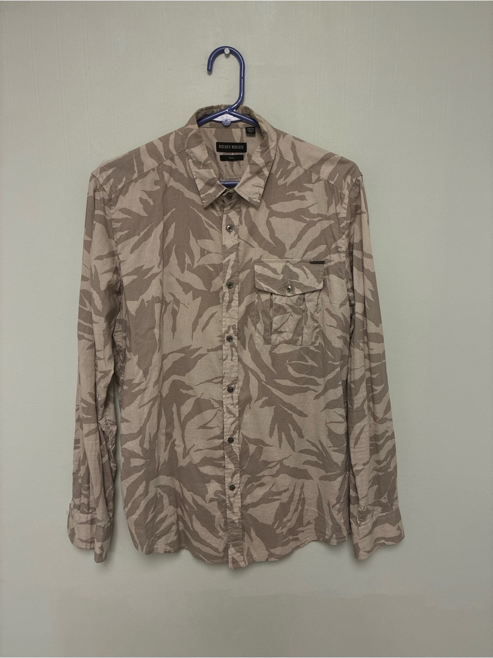 Antony Morato men's slim fit shirt with grey camo leaf print size Medium